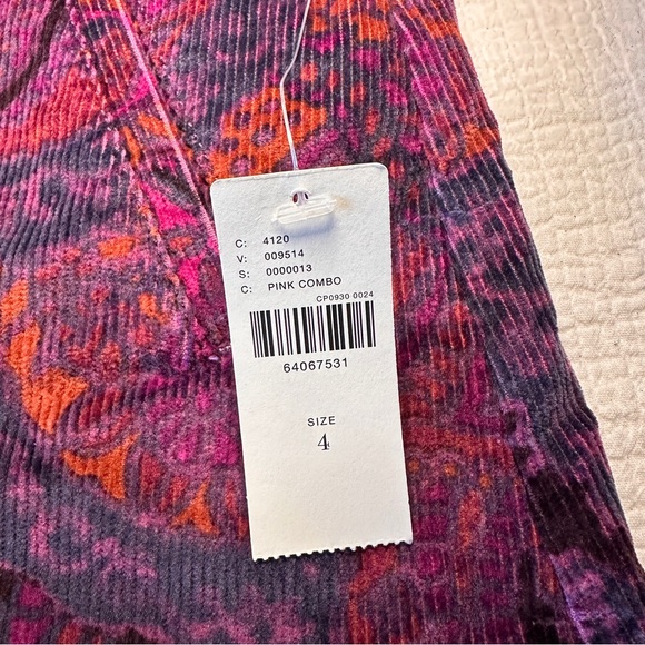 Anthropologie Pilcro Size 4 Corduroy Button Front Mini Skirt Floral Purple NWT - Picture 9 of 14